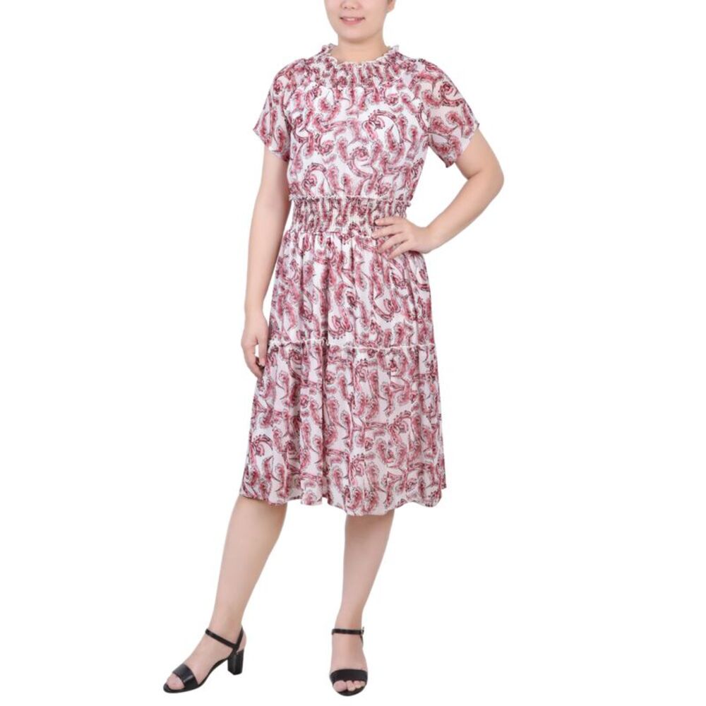 Petite Short Sleeve Smocked Waist Dress
